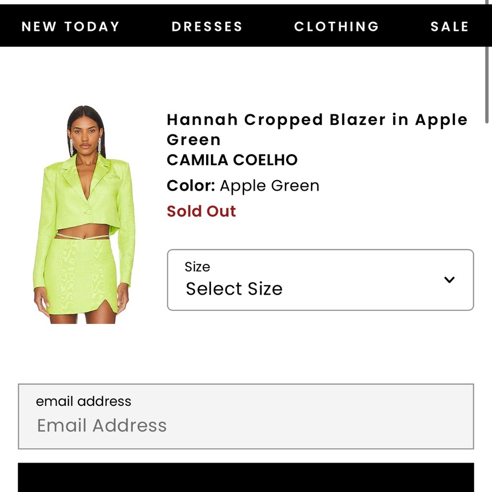 Hannah Cropped Blazer in Apple Green
CAMILA COELHO XXS - has minor stains - Picture 2 of 11
